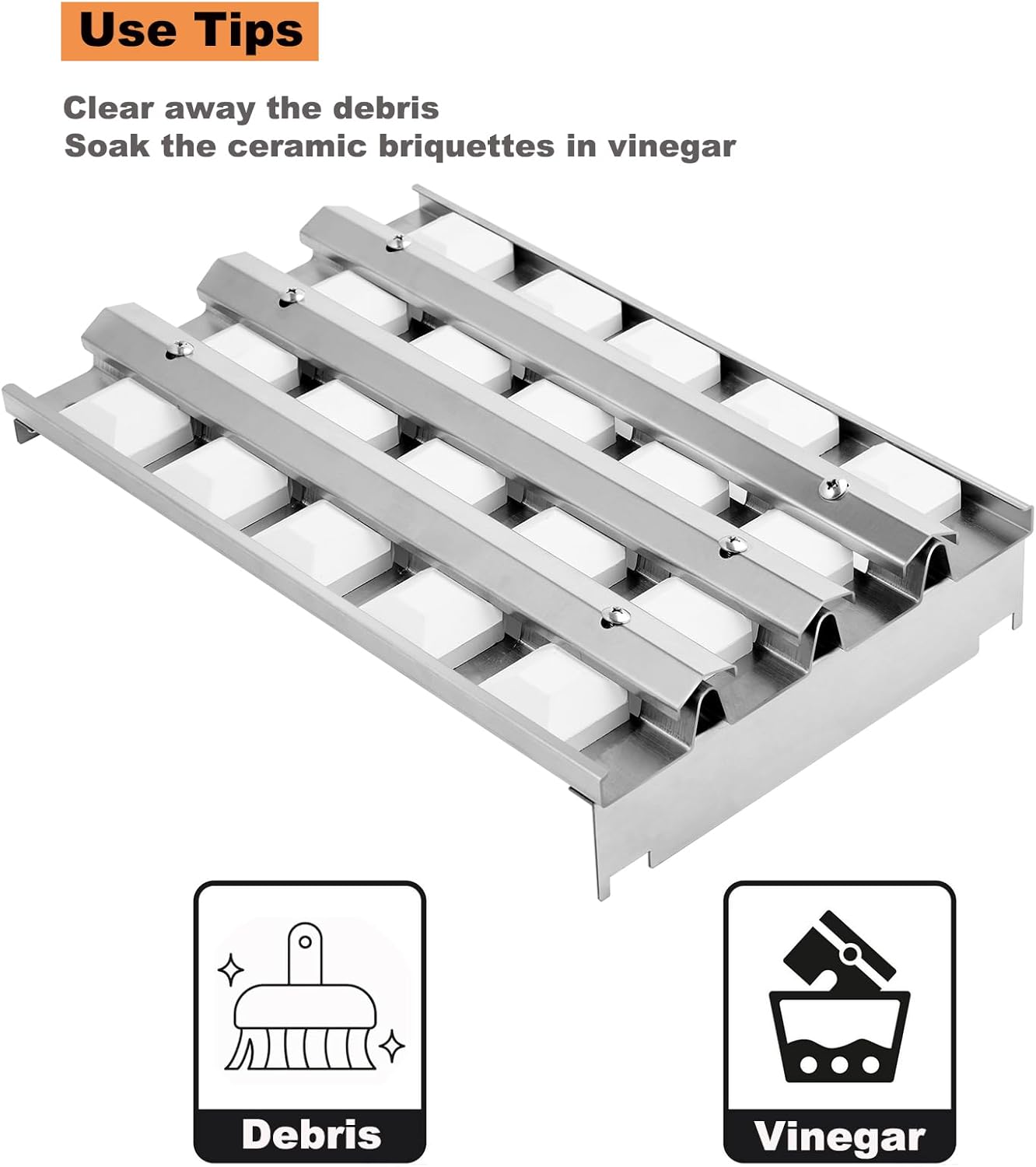 80707 Briquette Tray Grill Replacement Parts for Lynx Sedona Grills 24/36/42inch Built-in Gas Grill L600PS L600 L400 L700 Ceramic Grill Briquette Tray Assembly Heat Plates with 18 Ceramic Briquettes