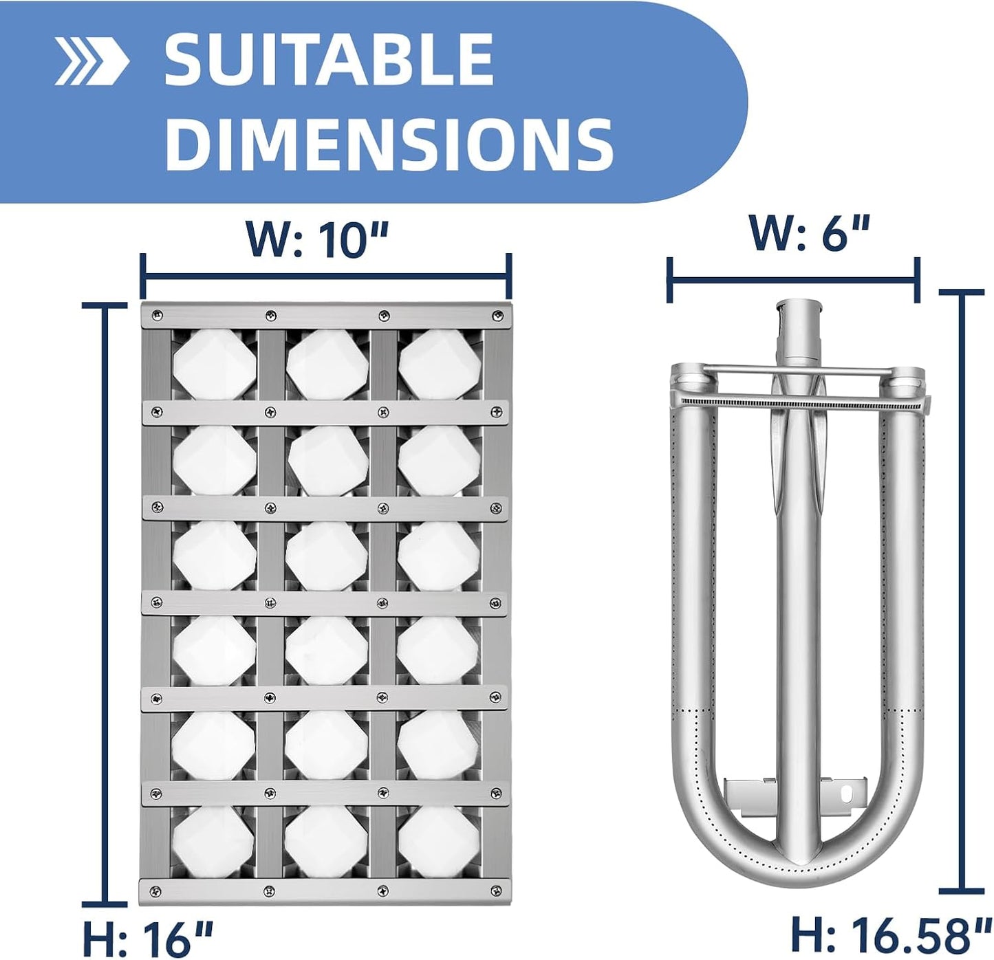 80743 Briquette Tray with 12561 Stainless Steel Burner forSedona L400PS, L400PSR, L500PS, L500PSR, L600PS, L600PSR, L700PS, L700PS，2 PCS Set