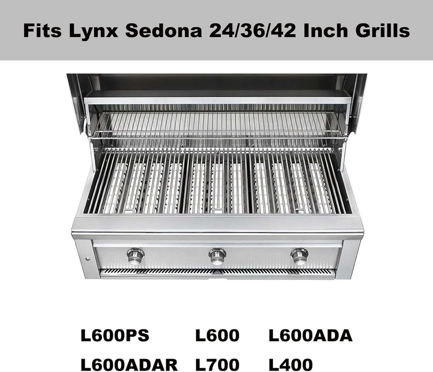 80707 Briquette Tray Grill Replacement Parts for Lynx Sedona Grills 24/36/42inch Built-in Gas Grill L600PS L600 L400 L700 Ceramic Grill Briquette Tray Assembly Heat Plates with 18 Ceramic Briquettes