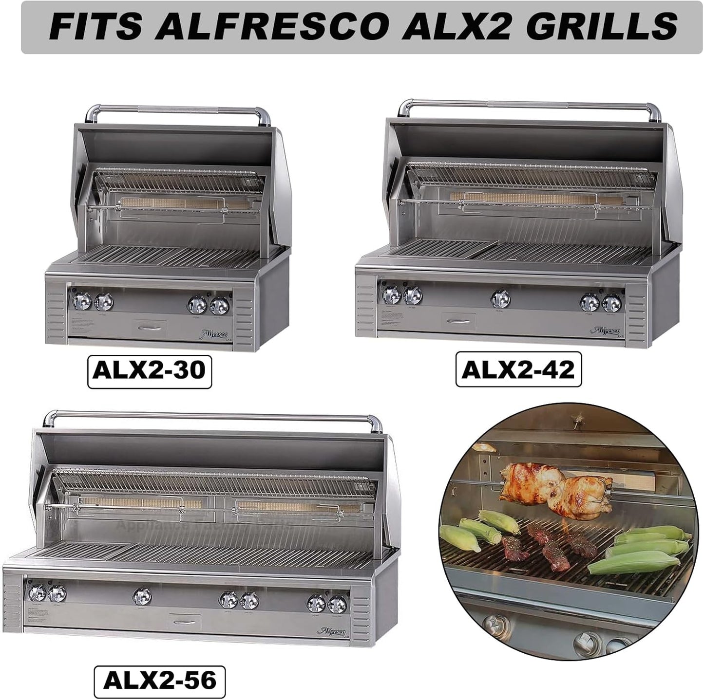 Briquette Tray Assembly for Alfresco ALX2 Gas Grill Fits ALX2-30 ALX2-42 ALX2-56 Series Replacement Parts for Alfresco Stainless Steel Heat Plate Flame Tamer with 24pcs Ceramic Briquettes