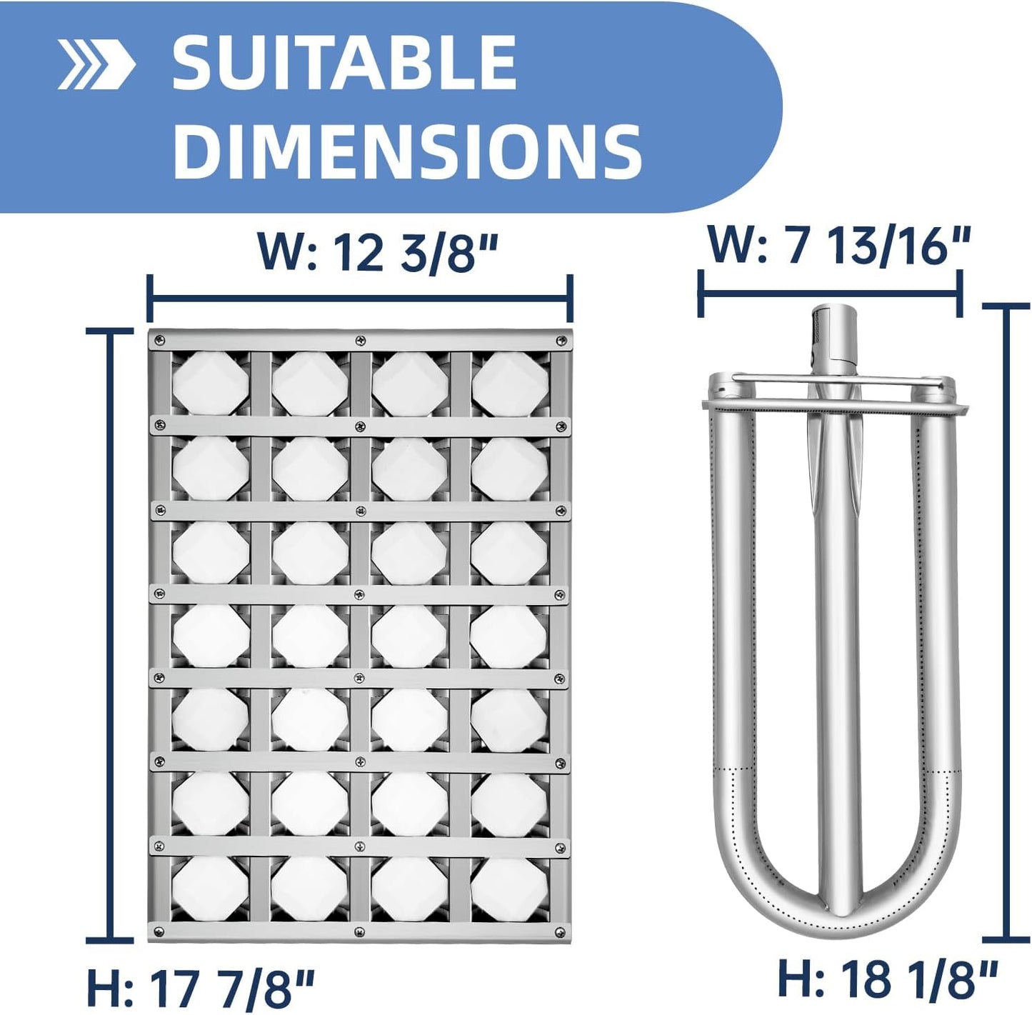 510-0522 Ceramic Briquette Tray 12541 Grill Burners for Alfresco Grill Parts ALX2-42 42SZ ALX2-56 56SZ ALXE-42 42SZ, 3 Pack Radiant Tray Assembly with BBQ Pipe Tubes Grill Replacement Parts