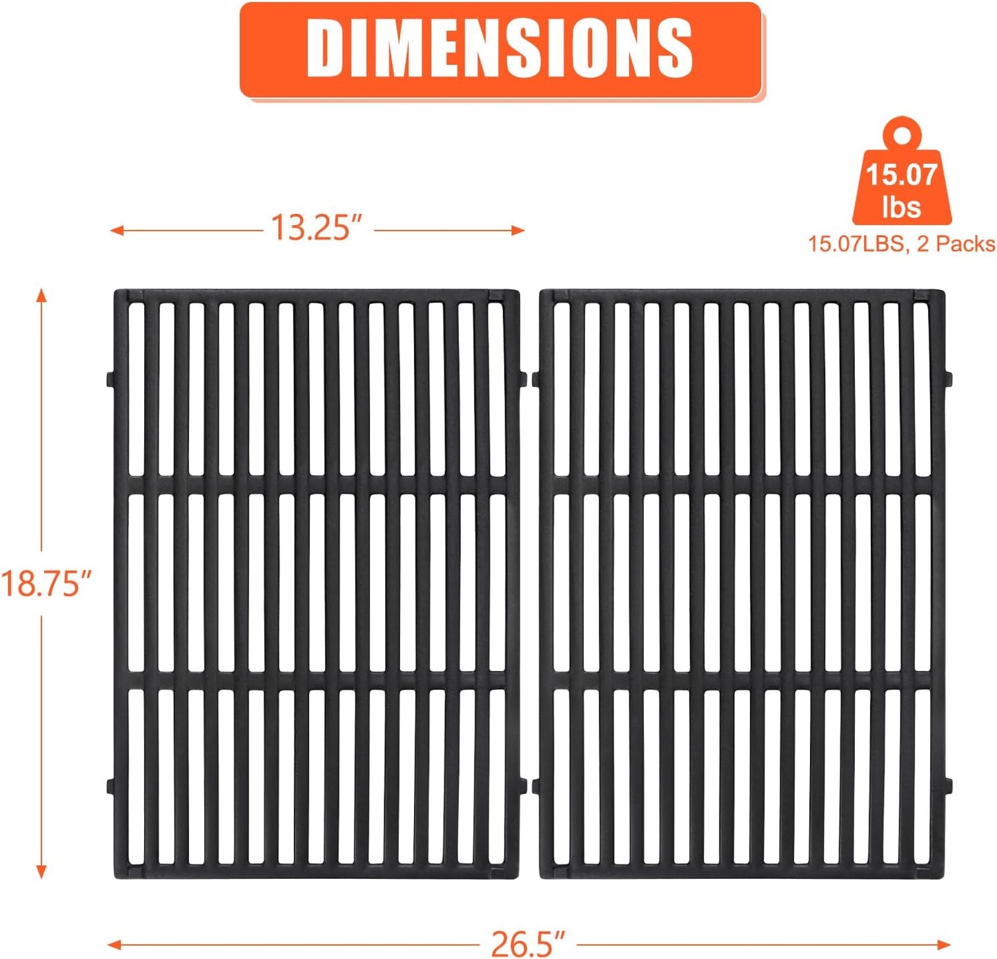 18.75" Cooking Grates for Weber Genesis II 300 and Genesis II LX 300 Series Gas Grills