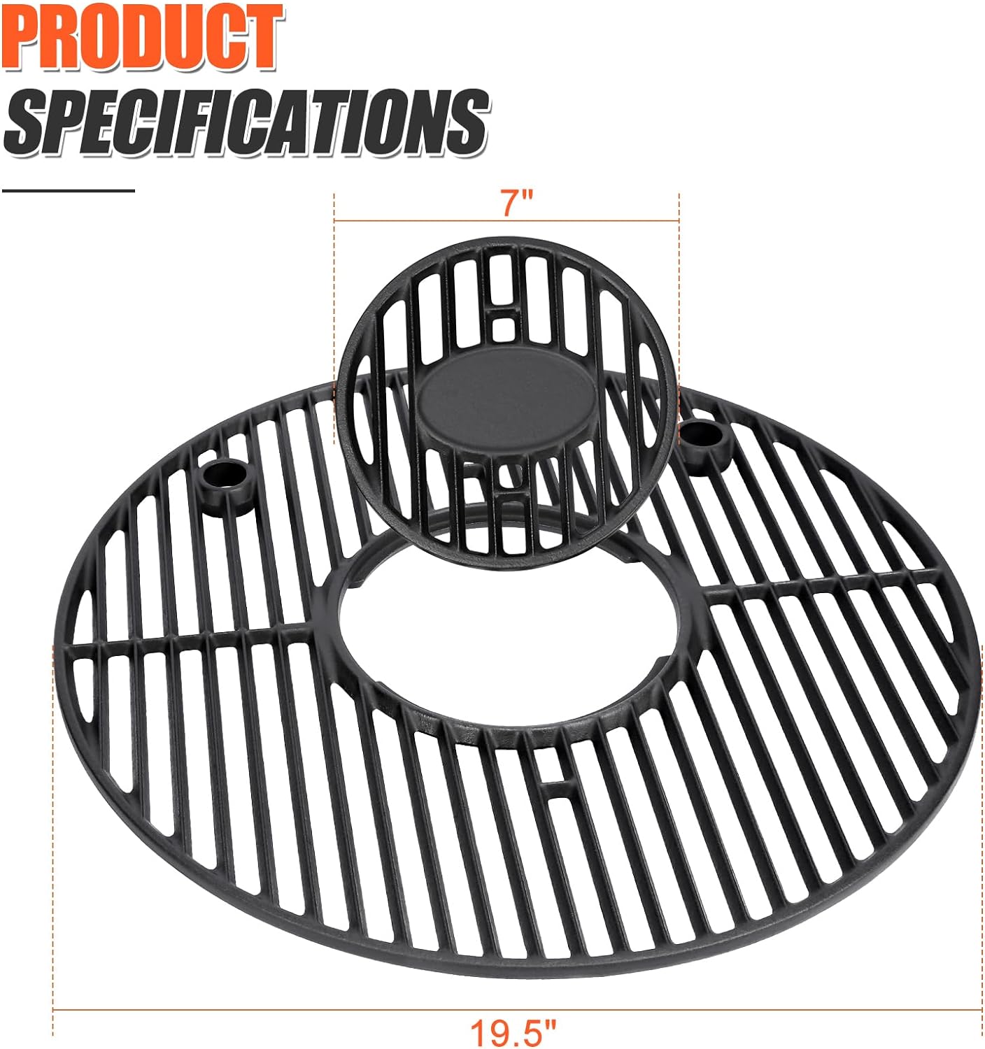 19.5" Cast Iron Round Grill Grate Grid for Akorn Kamado Ceramic Grill