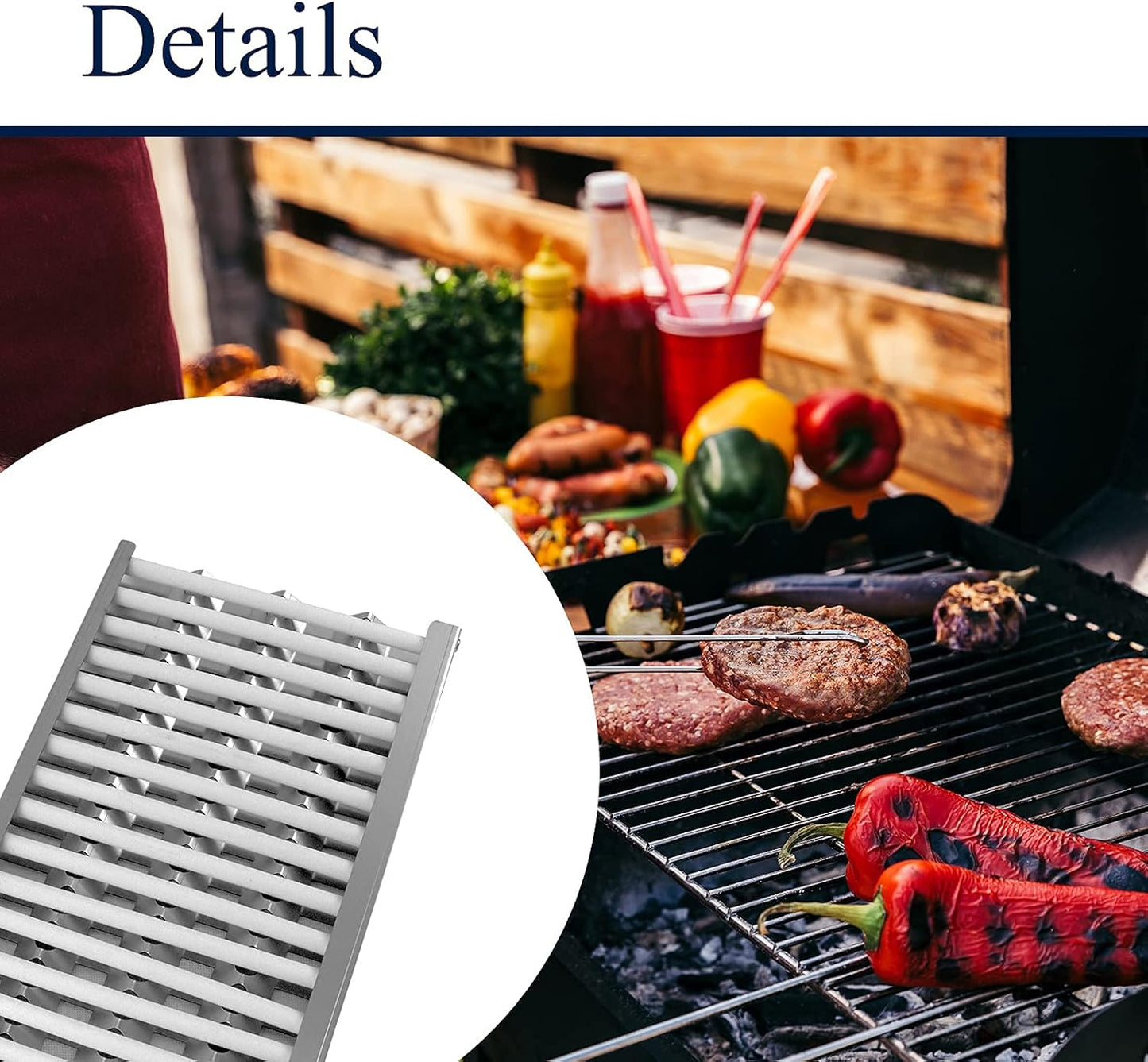 Grill Replacement Parts, Stainless Steel Heat Plate Shield Deflector, DCS Radiant Tray Ceramic Rod Complete Burner Cover for Select BGB48-BQAR、BGA48-BQRN、DCS36E-BQARN、BG27-BQL、BGB36-BQAR、DCS48DS-BQRN